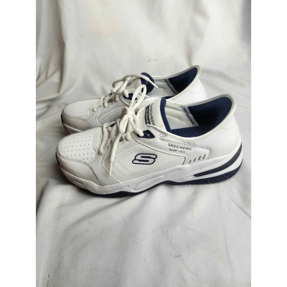Skechers Hands Free Slip-ins Durham White Navy Extra Wide 232444WW Mens 9.5
